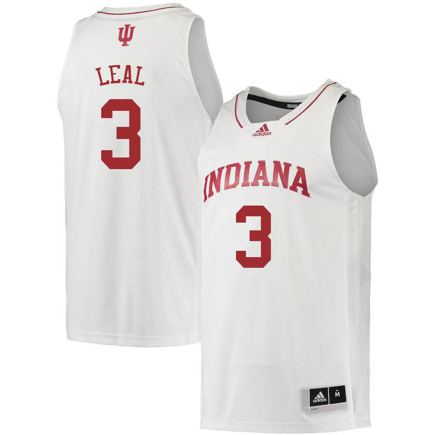Men #3 Anthony Leal Indiana Hoosiers College Basketball Jerseys Sale-White - Click Image to Close